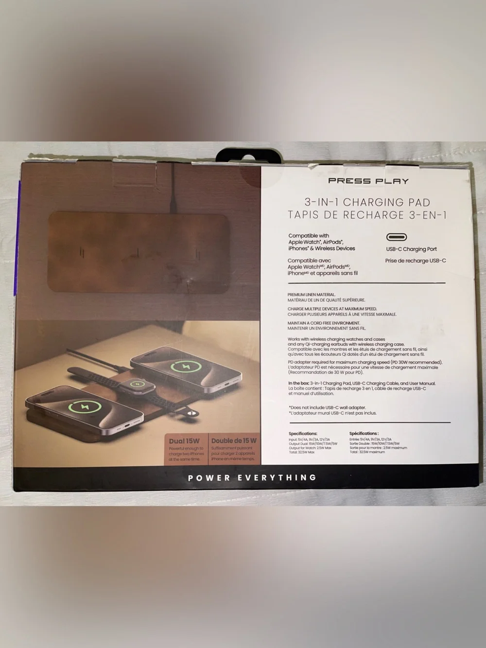3-in-1 Wireless Charging Pad - Brown